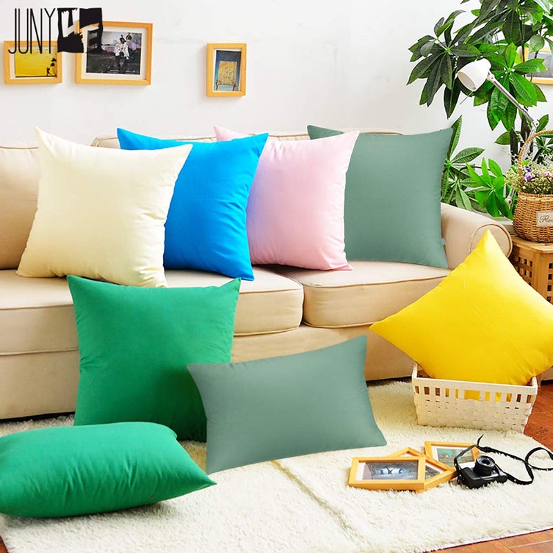 Thmyo 4-Pack 100% Cotton Comfortable Solid Decorative Throw Pillow Case,Thmyo Square Cushion Cover Pillowcase Sublimation Blank Pillow Covers DIY Throw Pillowcase for Sofa(18x18 inch/ 45x45cm,Bright Green) - Image 5